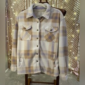 American Eagle Collective Sherpa-Lined Plaid Shacket • Women’s Large